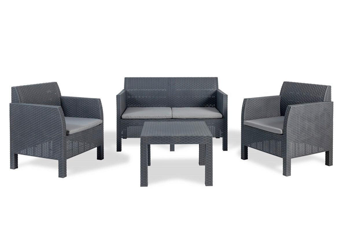 LOUNGEGARNITUR 4-teilig    - Anthrazit, Basics, Kunststoff