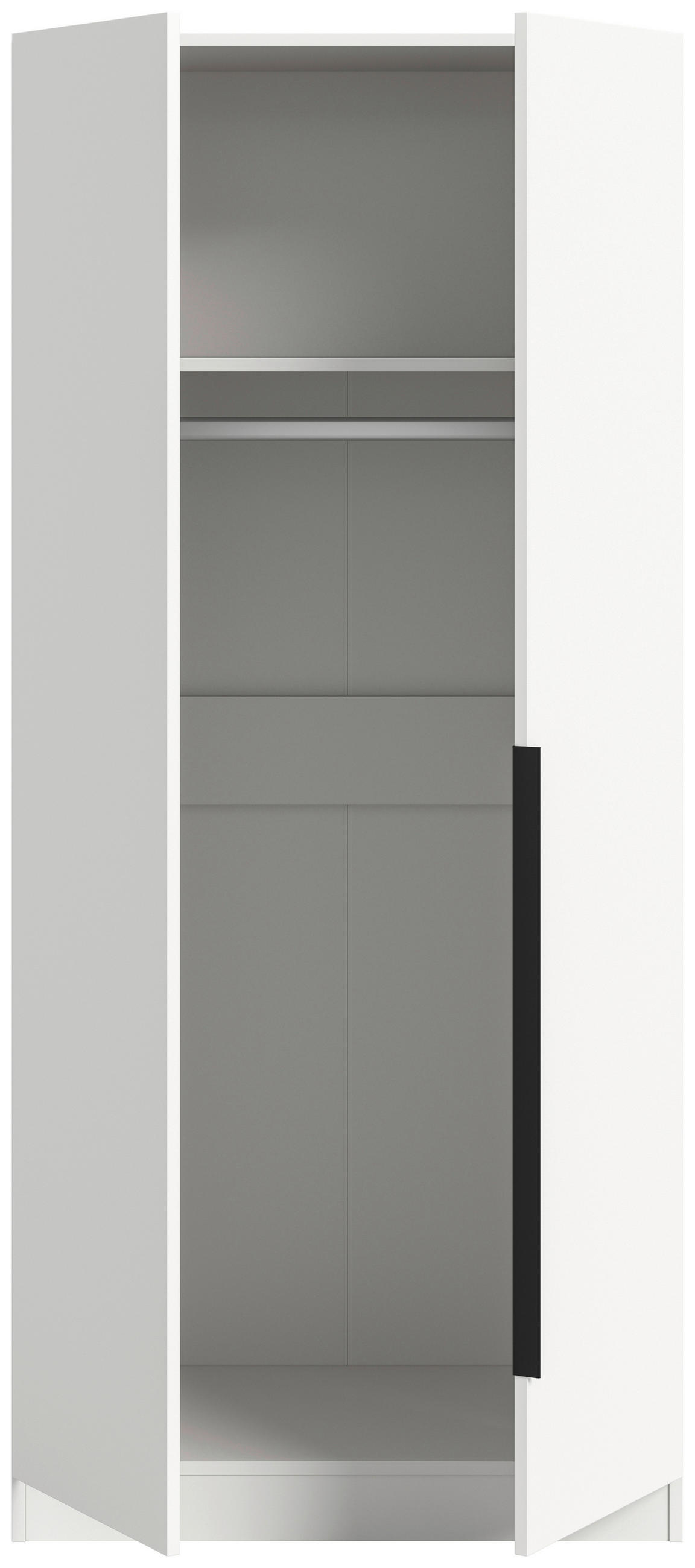 DREHTÜRENSCHRANK 80/181/52 cm,  in Weiß, 2-türig  - Schwarz/Weiß, MODERN, Holzwerkstoff (80/181/52cm) - MID.YOU