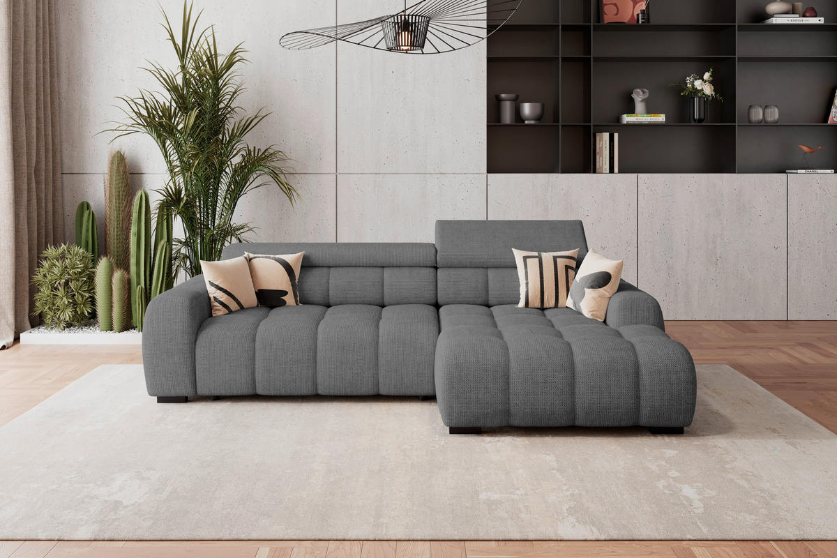 HÖRNSOFFA i vävt tyg antracit  - svart/antracit, Trend, textil/plast (285/168cm) - Livetastic