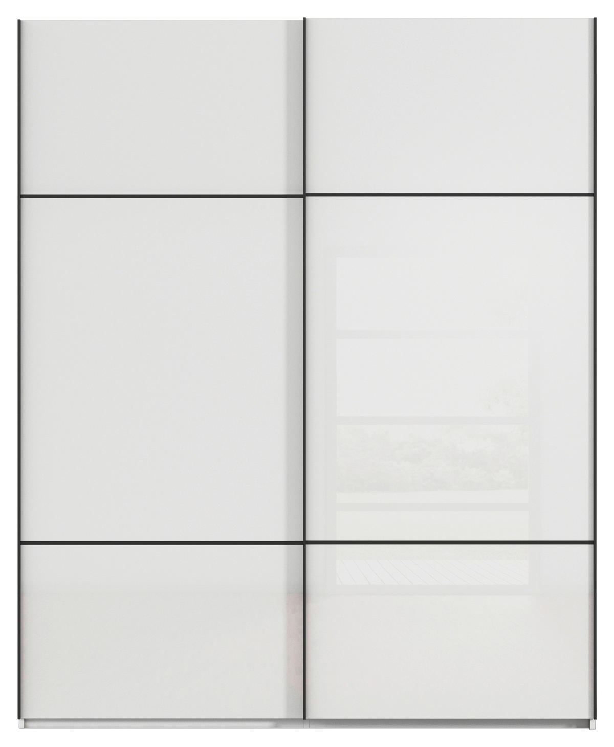 SCHWEBETÜRENSCHRANK 162/223/68 cm 2-türig Weiß  - Schwarz/Weiß, KONVENTIONELL, Glas/Holzwerkstoff (162/223/68cm) - Novel