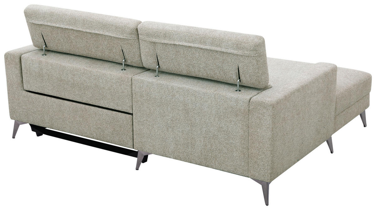 ECKSOFA Beigebraun Chenille  - Chromfarben/Beigebraun, Design, Textil/Metall (173/218cm) - Carryhome