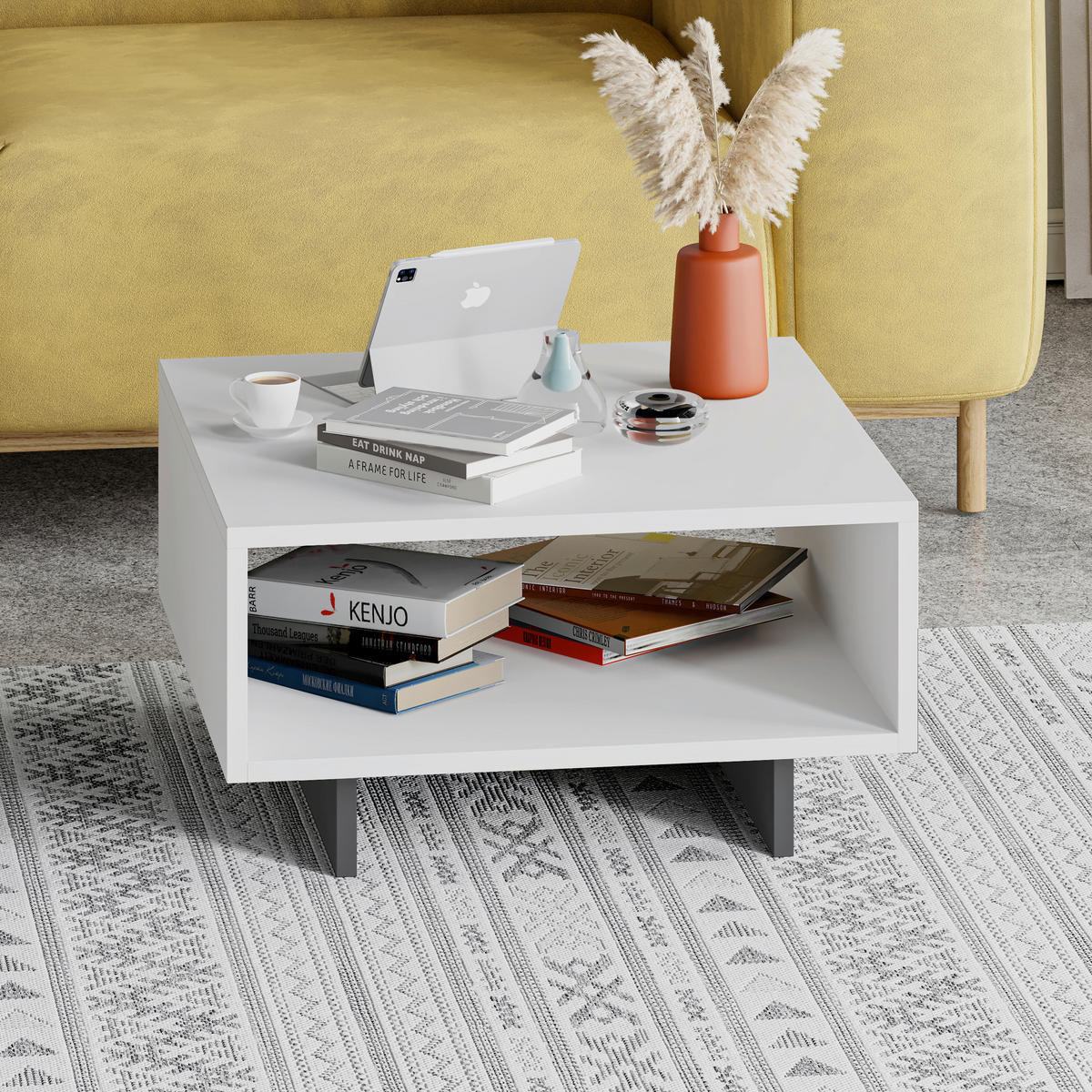 SOFFBORD i trämaterial  - vit/antracit, Design, trämaterial (60/32/60cm) - Livetastic
