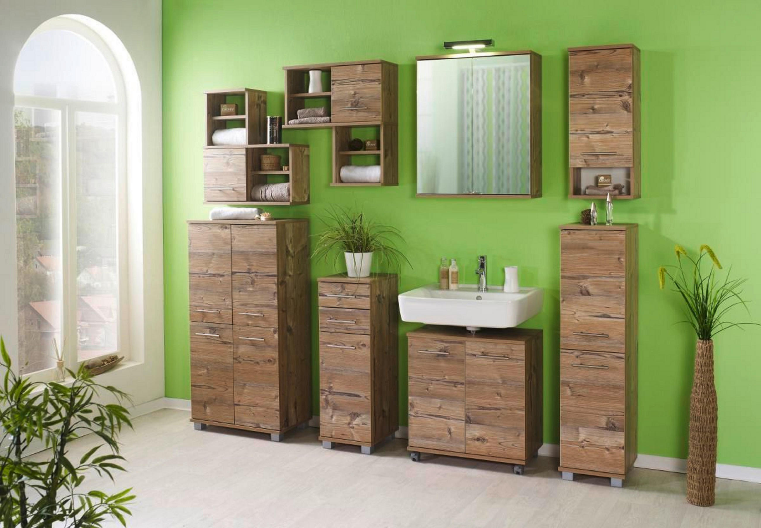 WASCHBECKENUNTERSCHRANK 59,8/63,4/32,6 cm  - Fichtefarben/Edelstahlfarben, KONVENTIONELL, Holzwerkstoff/Metall (59,8/63,4/32,6cm) - Stylife