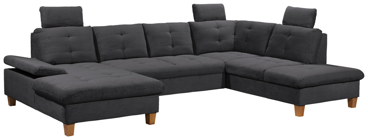 WOHNLANDSCHAFT Anthrazit Cord  - Eichefarben/Anthrazit, KONVENTIONELL, Holz/Textil (170/324/220cm) - MID.YOU