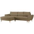 ECKSOFA in Webstoff Olivgrün  - Eichefarben/Olivgrün, Design, Holz/Textil (175/282cm) - Carryhome