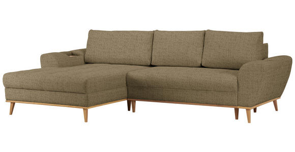 ECKSOFA in Webstoff Olivgrün  - Eichefarben/Olivgrün, Design, Holz/Textil (175/282cm) - Carryhome