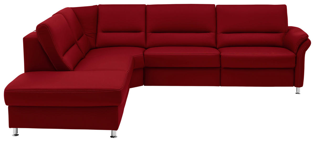 ECKSOFA in Echtleder Rot  - Beige/Rot, Design, Leder/Metall (249/288cm) - Beldomo Premium
