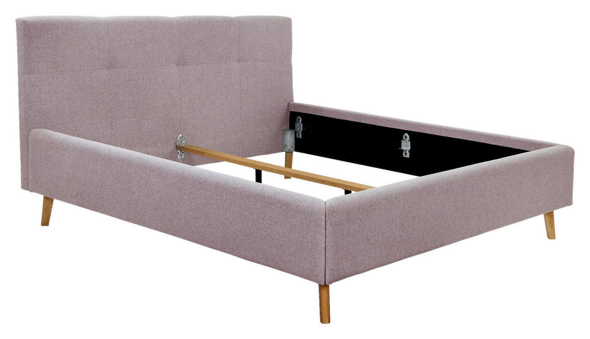 POLSTERBETT 180/200 cm,  in Pink,  - Pink/Eichefarben, MODERN, Holz/Textil (180/200cm) - MID.YOU