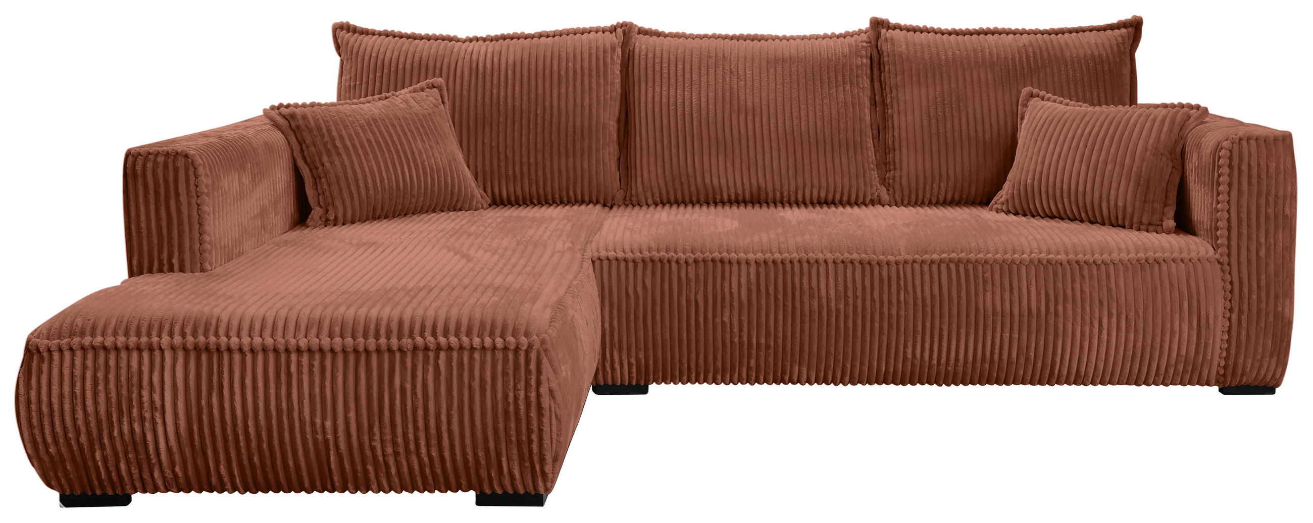 ECKSOFA in Cord Bronzefarben  - Schwarz/Bronzefarben, Modern, Holz/Textil (208/322cm) - MID.YOU