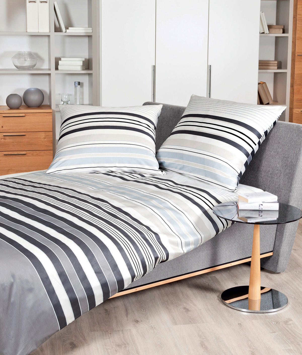 BETTWÄSCHE Biber 155/220 cm  - Sandfarben/Blau, Design, Textil (155/220cm) - Janine
