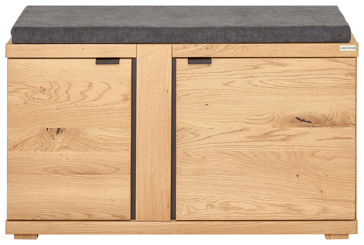 GARDEROBENBANK  in 90/51,7/38 cm  - Wildeiche/Anthrazit, Natur, Holz/Textil (90/51,7/38cm) - Linea Natura