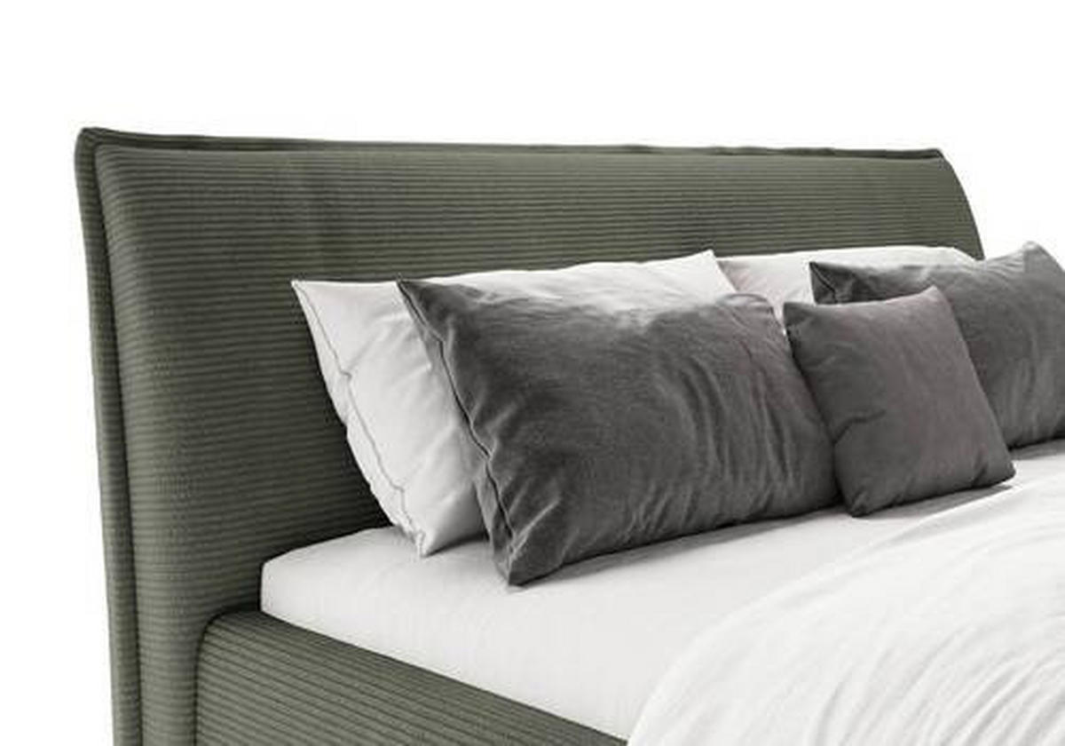 POLSTERBETT gepolstertes Kopfteil 180/200 cm  in Olivgrün  - Schwarz/Olivgrün, Design, Textil/Metall (180/200cm) - Lomoco