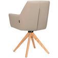 ARMLEHNSTUHL  in Echtleder pigmentiert  - Taupe/Eichefarben, Design, Leder/Holz (60/87,5/63,5cm) - Novel