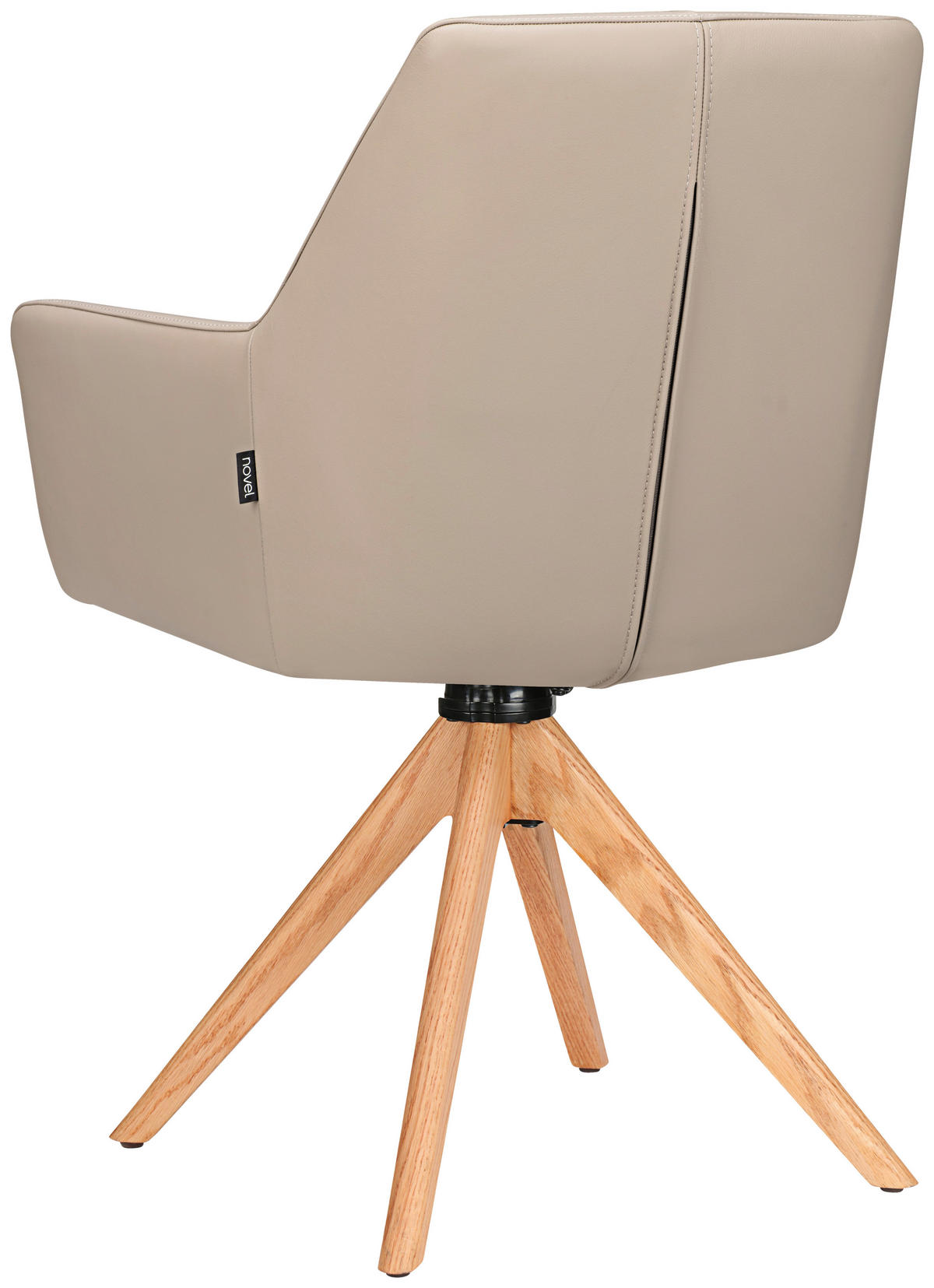 ARMLEHNSTUHL  in Echtleder pigmentiert  - Taupe/Eichefarben, Design, Leder/Holz (60/87,5/63,5cm) - Novel