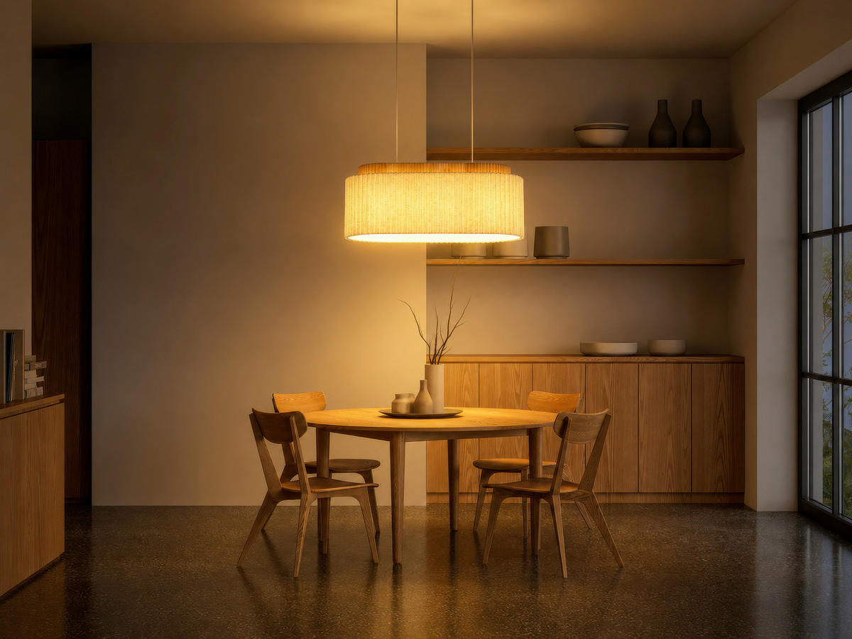 HÄNGELEUCHTE Jannie 70/30/150 cm  - Sandfarben/Beige, Design, Holz/Textil (70/30/150cm) - Globo