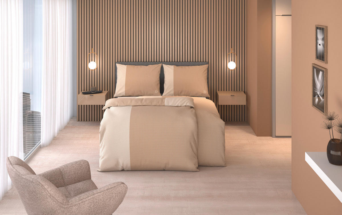 BETTWÄSCHE 3-teilig Satin 200/200 cm  - Beige, Design, Textil (200/200cm) - Dieter Knoll