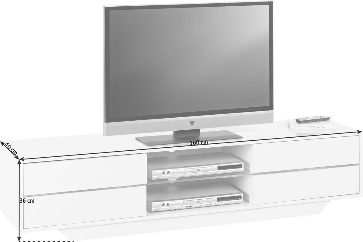 TV-ELEMENT 160/36/40 cm  - Weiss Hochglanz, Design, Glas/Holzwerkstoff (160/36/40cm)