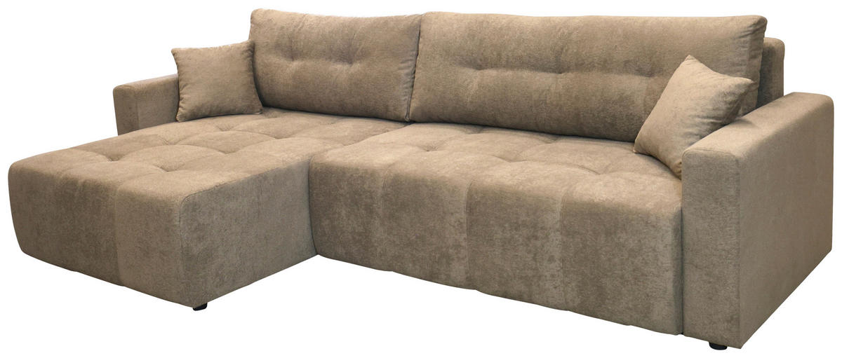 ECKSOFA LAGUNA in Frottee Braun  143/260 cm  - Schwarz/Braun, Design, Kunststoff/Textil (143/260cm) - MID.YOU