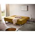 SCHLAFSOFA Flachgewebe Senfgelb  - Chromfarben/Senfgelb, Design, Holz/Textil (205/77-93/99cm) - Novel