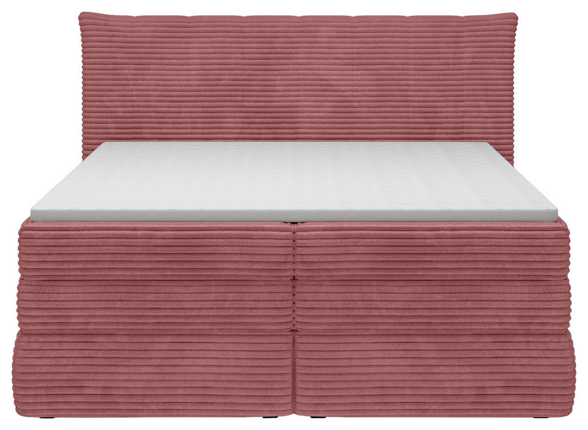 BOXSPRINGBETT 180/200 cm,  in Rosa, gepolstertes Kopfteil, Bettkasten, Topper, Matratzen, H2 + H2 = mittel  - Schwarz/Rosa, Design, Kunststoff/Textil (180/200cm) - Chameo