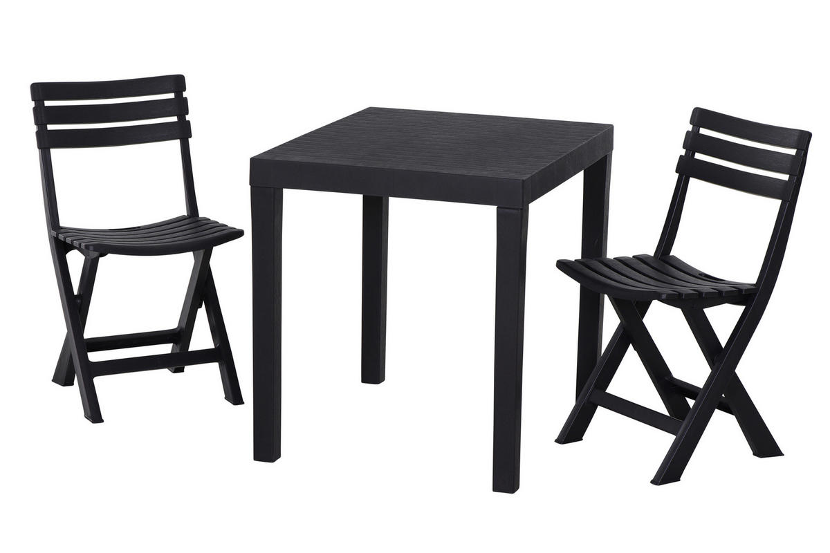 BALKONSET  3-teilig  - Anthrazit, MODERN, Kunststoff (65/72/78cm) - Gardenson