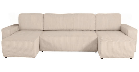 Wohnlandschaft inkl. Funktion Beige Cord  - Beige/Schwarz, KONVENTIONELL, Textil (146/317/146cm) - Xora