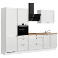 KÜCHENBLOCK Frame 300 cm  in Weiß, Eichefarben  - Edelstahlfarben/Eichefarben, MODERN, Holzwerkstoff/Metall (300cm) - Nobilia
