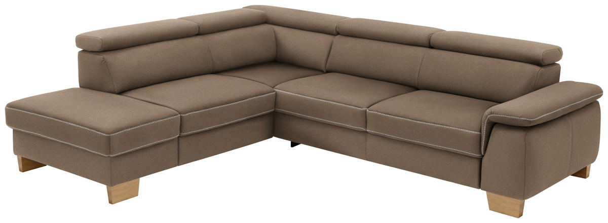 ECKSOFA in Mikrofaser Hellbraun  - Hellbraun/Eichefarben, Lifestyle, Holz/Textil (226/273cm) - Beldomo System