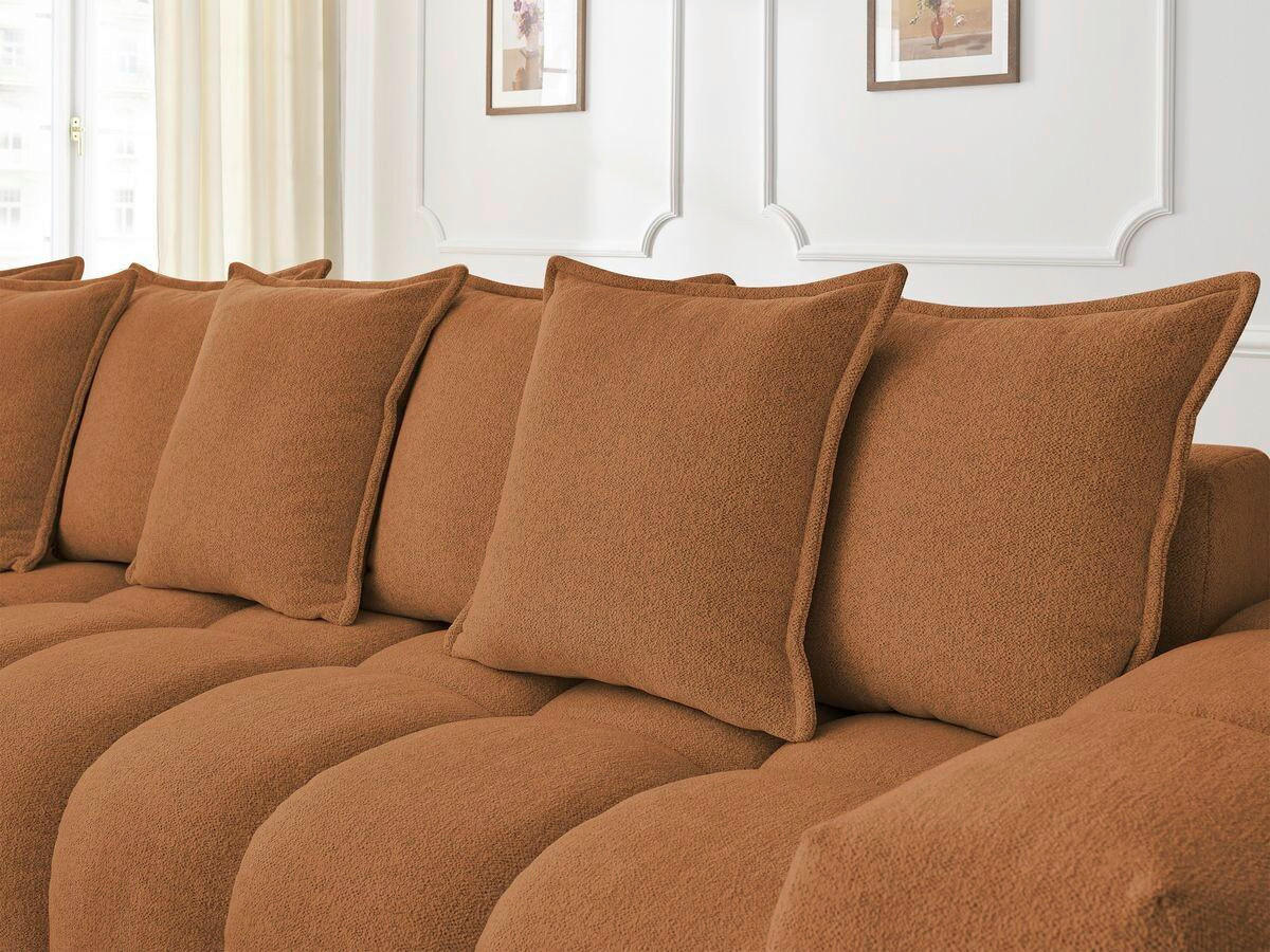 ECKSOFA Ottomane links  EVEREST Orange Flachgewebe  - Schwarz/Orange, MODERN, Kunststoff/Textil (210/352cm)