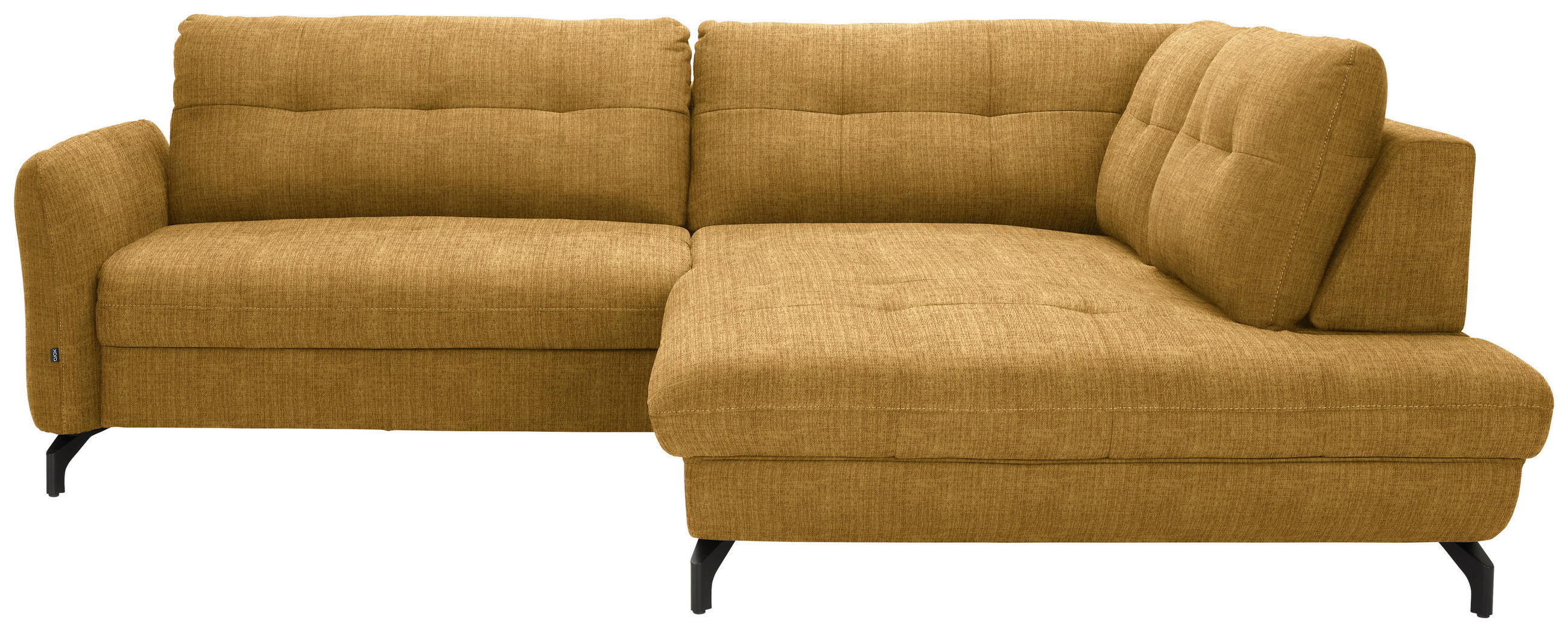 ECKSOFA in Flachgewebe, Leinenoptik Currygelb  247/208 cm  - Currygelb/Schwarz, MODERN, Textil/Metall (247/208cm) - Xora
