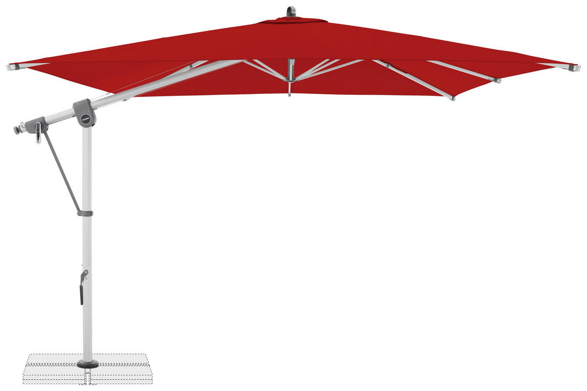 AMPELSCHIRM 300x300 cm  - Rot/Hellgrau, Basics, Textil/Metall (300/300cm) - Doppler