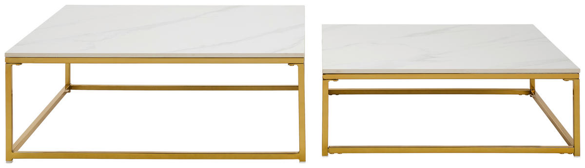SADA KONFERENČNÍCH STOLKŮ, bílá, barvy zlata, kov, keramika, 75/65/27/22/75/65 cm - bílá/barvy zlata, Design, kov/keramika (75/65/27/22/75/65cm) - Livetastic