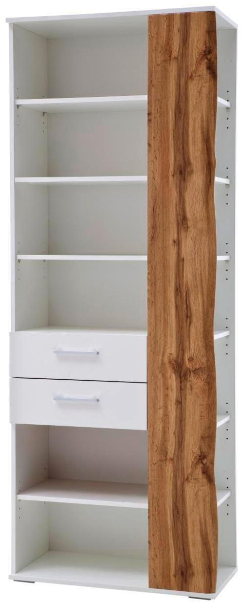 REGAL Weiß, Eichefarben  - Chromfarben/Eichefarben, Design, Holzwerkstoff/Kunststoff (74/197/38cm)