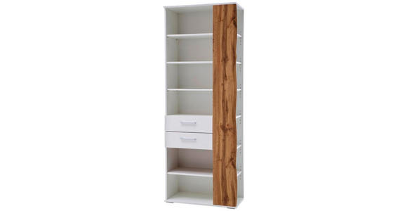 REGAL 74/197/38 cm Weiß, Eichefarben - Chromfarben/Eichefarben, Design, Holzwerkstoff/Kunststoff (74/197/38cm) - Xora