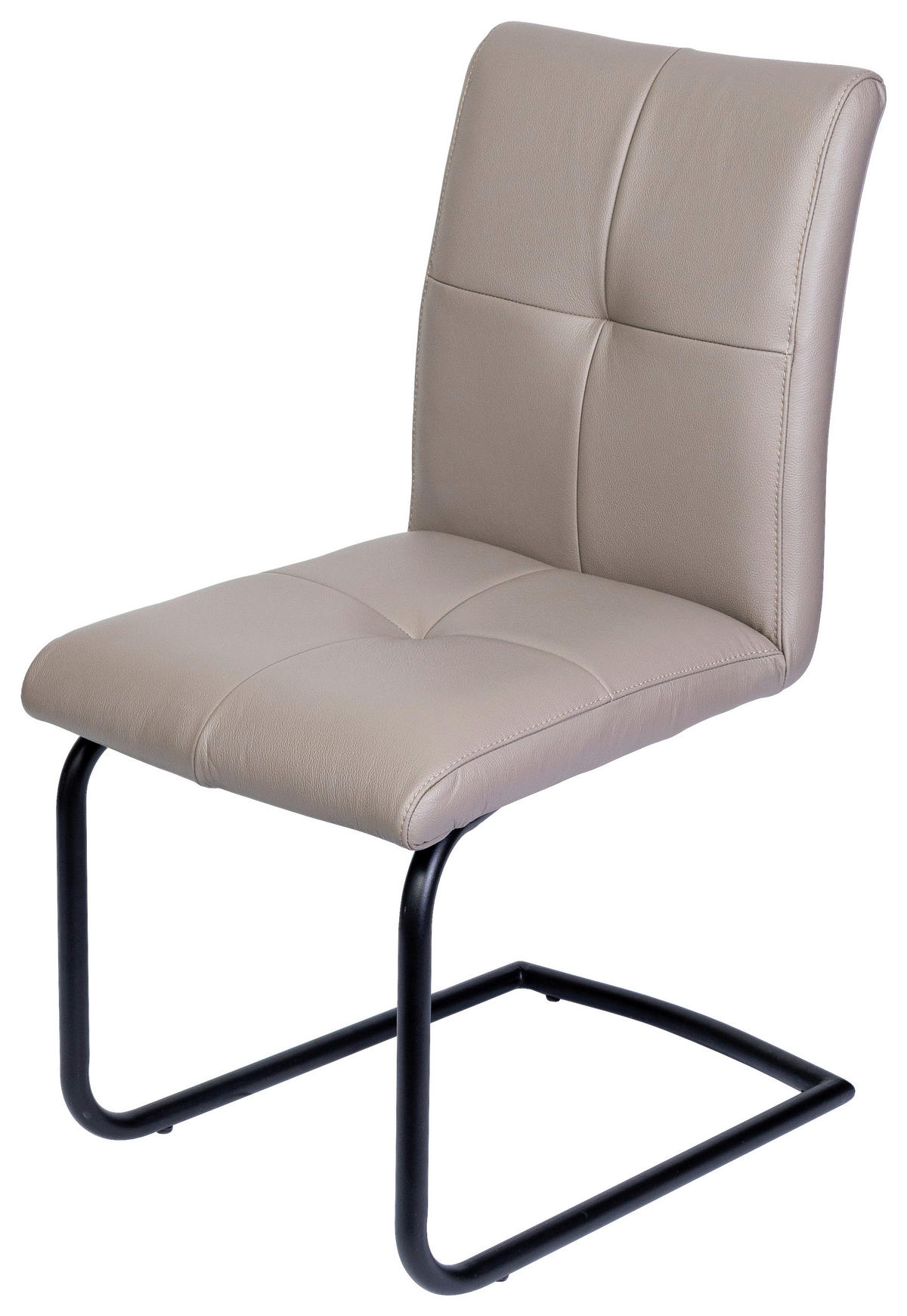 SCHWINGSTUHL    Echtleder  - Taupe/Schwarz, MODERN, Leder/Metall (49/74/61cm) - Novel