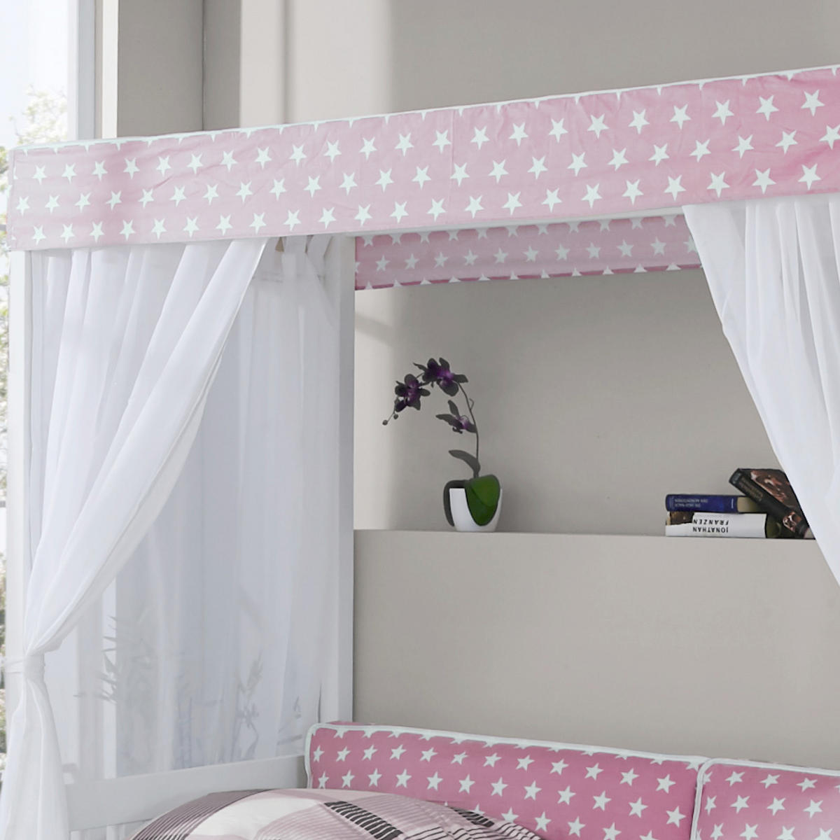 HIMMELBETT 90/200 cm  in Rosa, Weiß  - Weiß/Rosa, MODERN, Holz (90/200cm) - MID.YOU