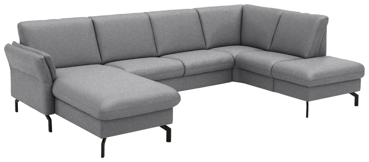 WOHNLANDSCHAFT  in Flachgewebe Grau  - Schwarz/Grau, KONVENTIONELL, Textil/Metall (170/307/190cm) - Beldomo Comfort