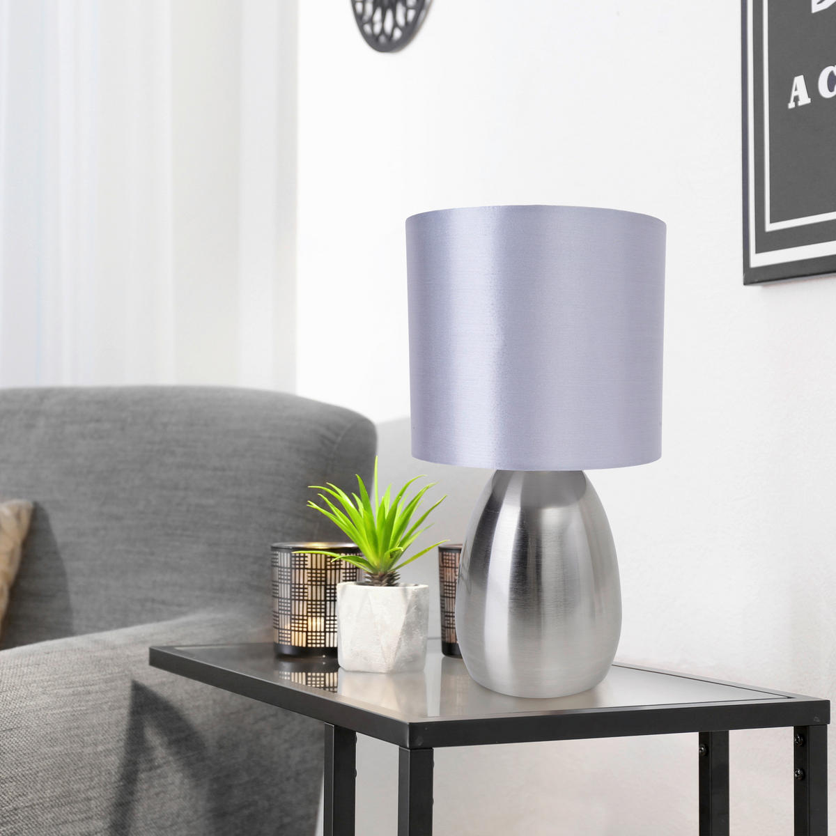 TISCHLEUCHTE Aurum 17,5/33 cm   - Grau, Design, Textil/Metall (17,5/33cm) - Näve