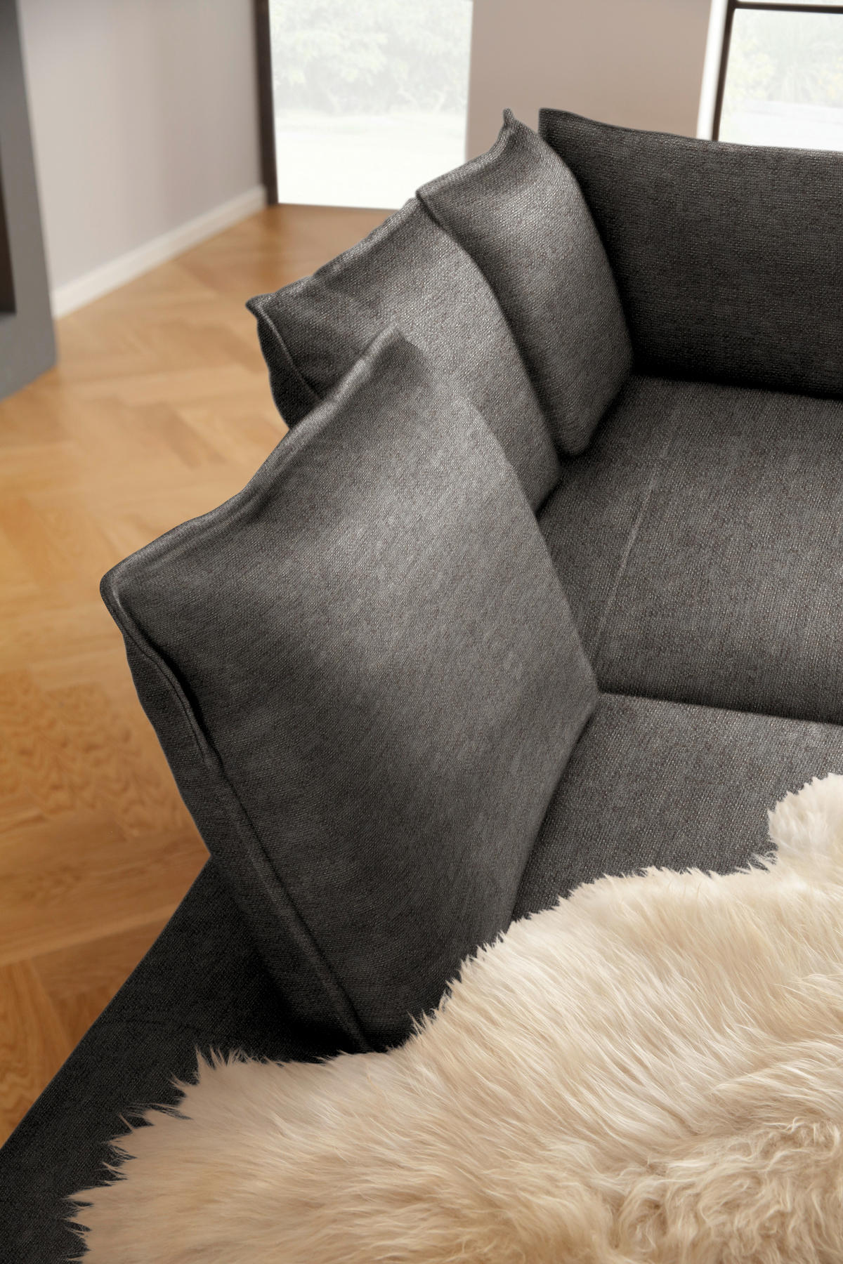 ECKSOFA  in Chenille, Flachgewebe Dunkelbraun  272/340 cm  - Dunkelbraun/Schwarz, MODERN, Textil/Metall (272/340cm) - W.Schillig