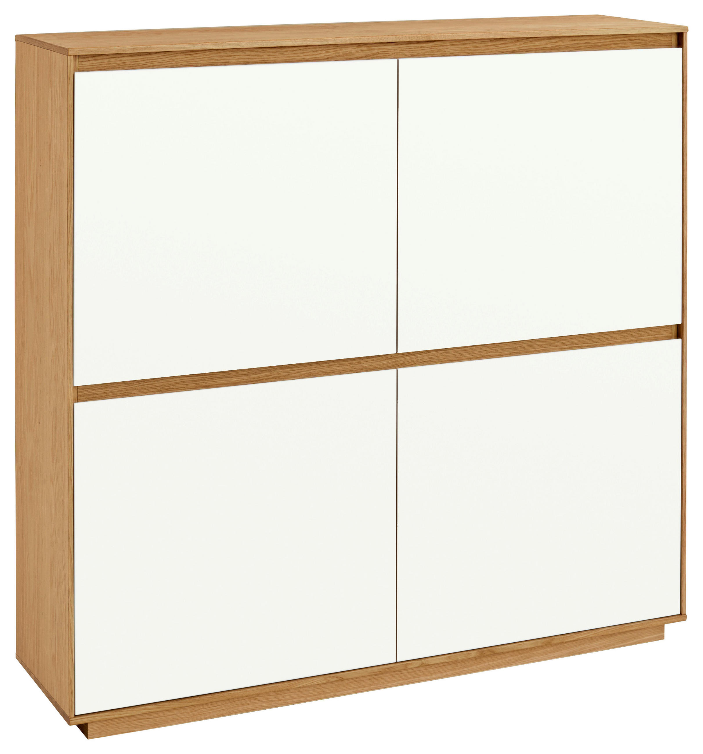 SCHUHSCHRANK Eiche teilmassiv Weiß, Eiche Bianco - Eiche Bianco/Weiß, Design, Holz/Holzwerkstoff (127/124/37cm)