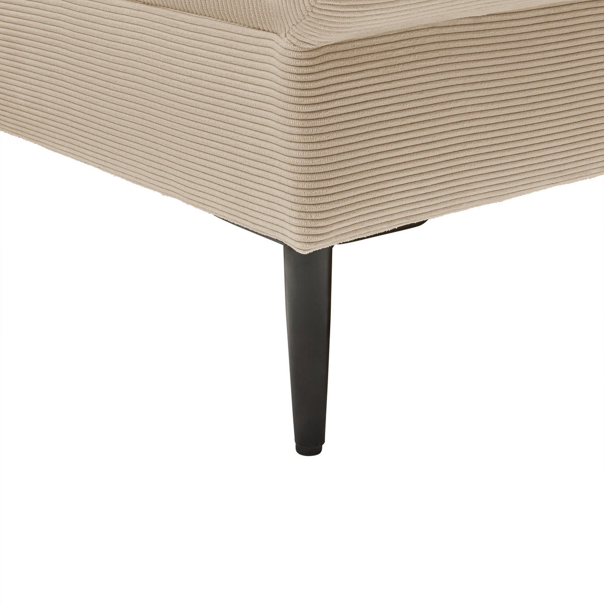 ECKSOFA Cord Beige  - Beige/Schwarz, Modern, Textil/Metall (221/142cm) - MID.YOU
