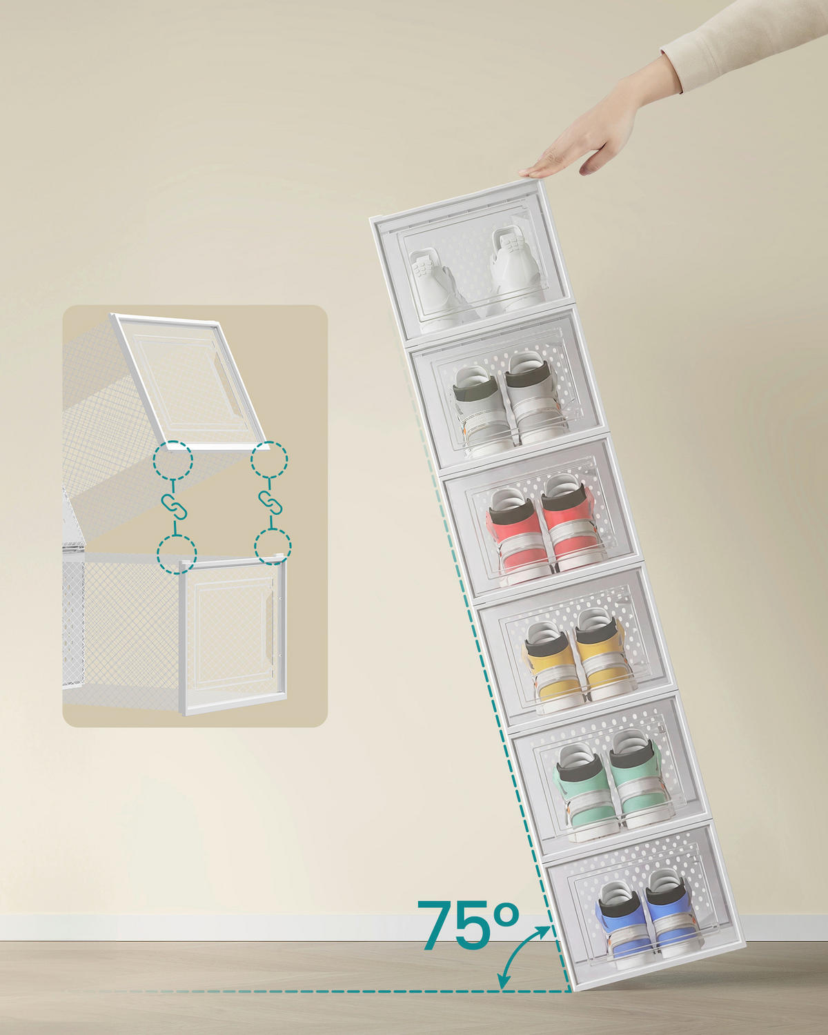 SCHUHBOX 33,3/19/25,2 cm  - Transparent/Weiß, Trend, Kunststoff (33,3/19/25,2cm) - Boxxx