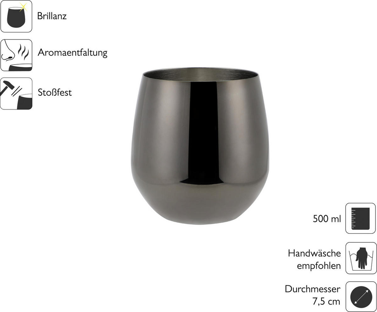 GLÄSERSET  6-teilig  - Schwarz, Trend, Metall (9,9cm) - Echtwerk