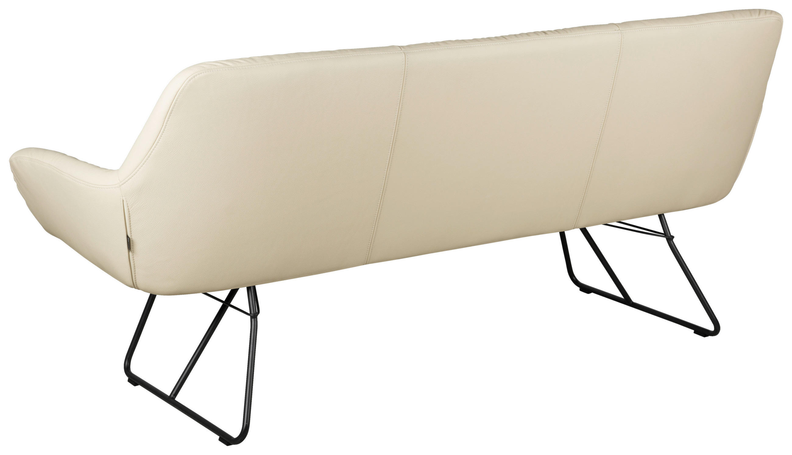 Thumbnail - Dieter Knoll Sitzbank, Schwarz, Beige, Metall, Leder, Echtleder, Rindleder, 3-Sitzer, 201.5x87x67.5 cm, Lederauswahl, mi...