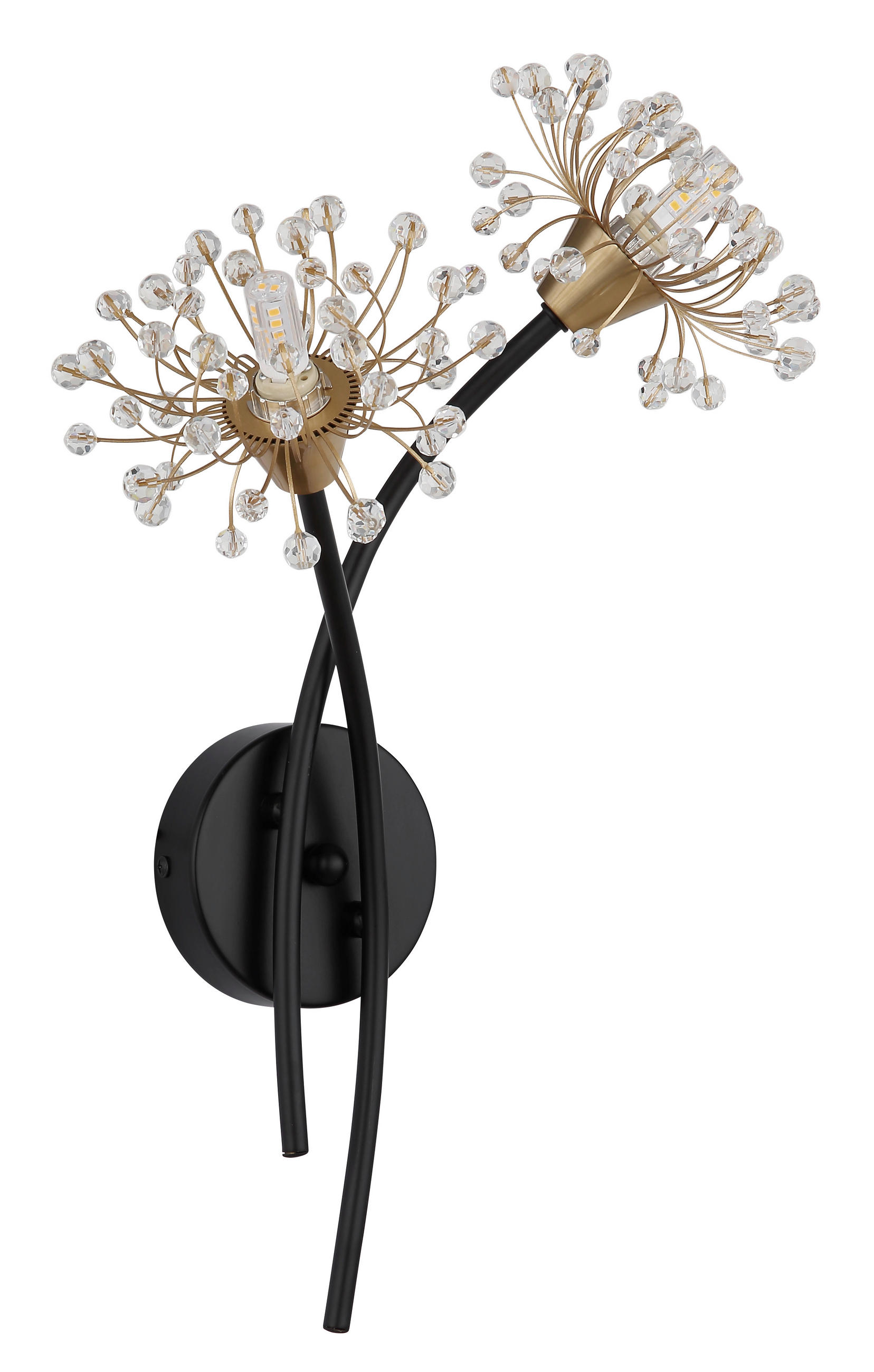 VÄGGLAMPA FIORE 32,5/44,5 cm   - klar/svart, Design, metall/plast (32,5/44,5cm) - Globo