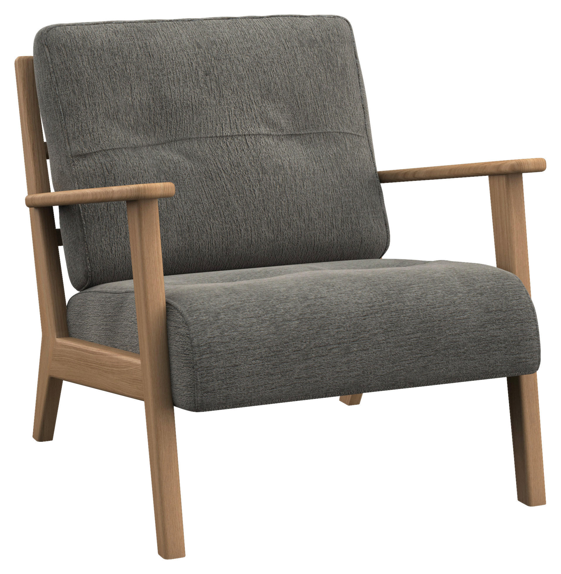 SESSEL in Chenille Grau  - Grau, Natur, Holz/Textil (75/80/83cm) - home24