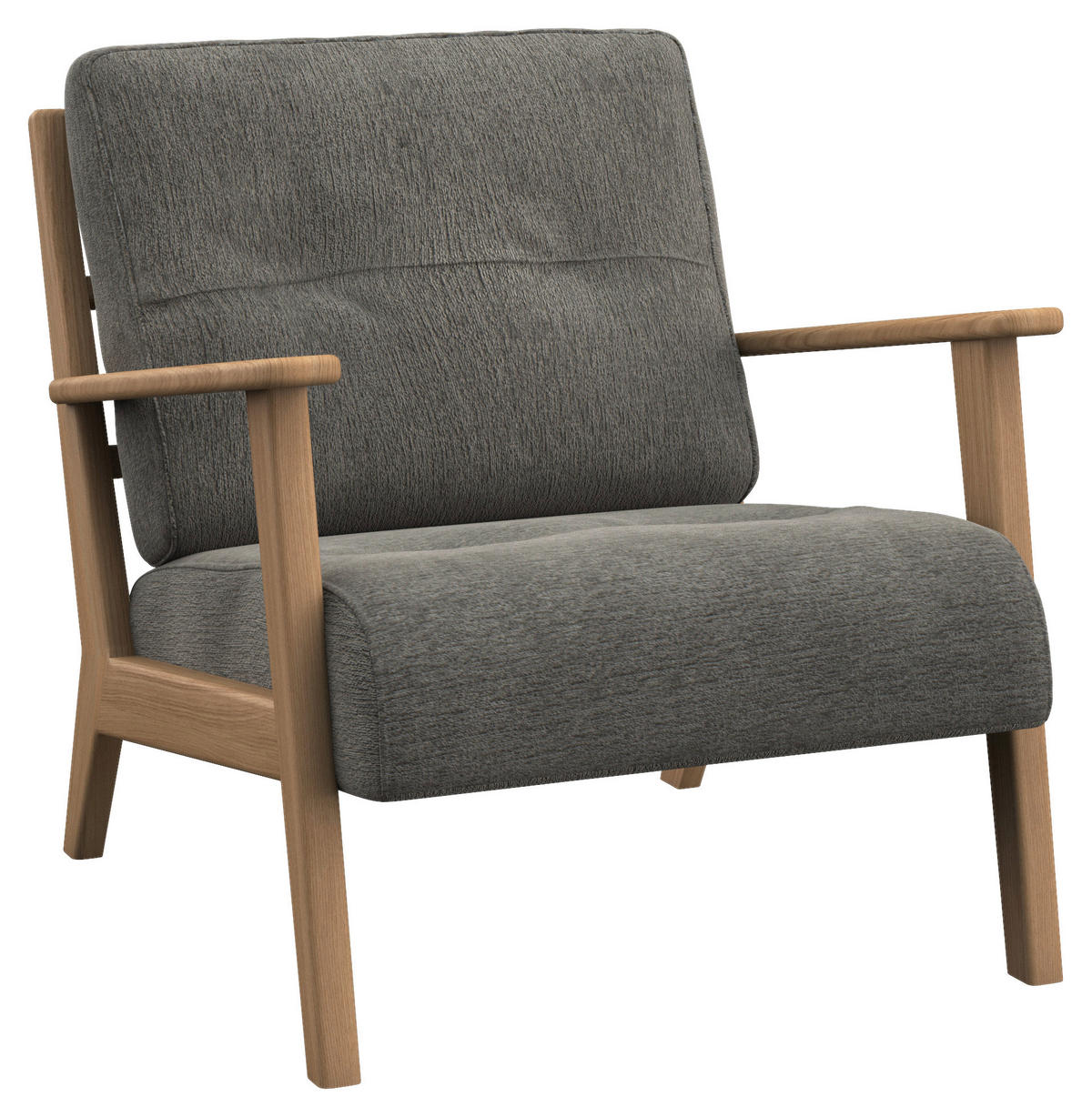 SESSEL in Chenille Grau  - Grau, Natur, Holz/Textil (75/80/83cm) - home24