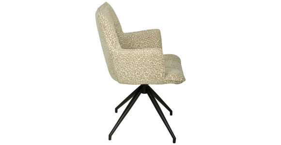 ARMLEHNSTUHL  Stoffauswahl, Sitzfläche 360° drehbar, automatische Rückholfunktion Jacquard  - Beigebraun/Schwarz, Design, Textil/Metall (59/89.5/63cm) - Novel