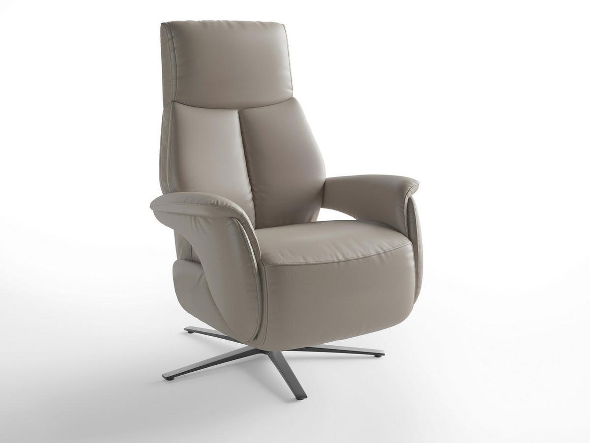 RELAXSESSEL Leder Grau  - Schwarz/Grau, Basics, Leder/Metall (75/110/85cm) - Sit & More