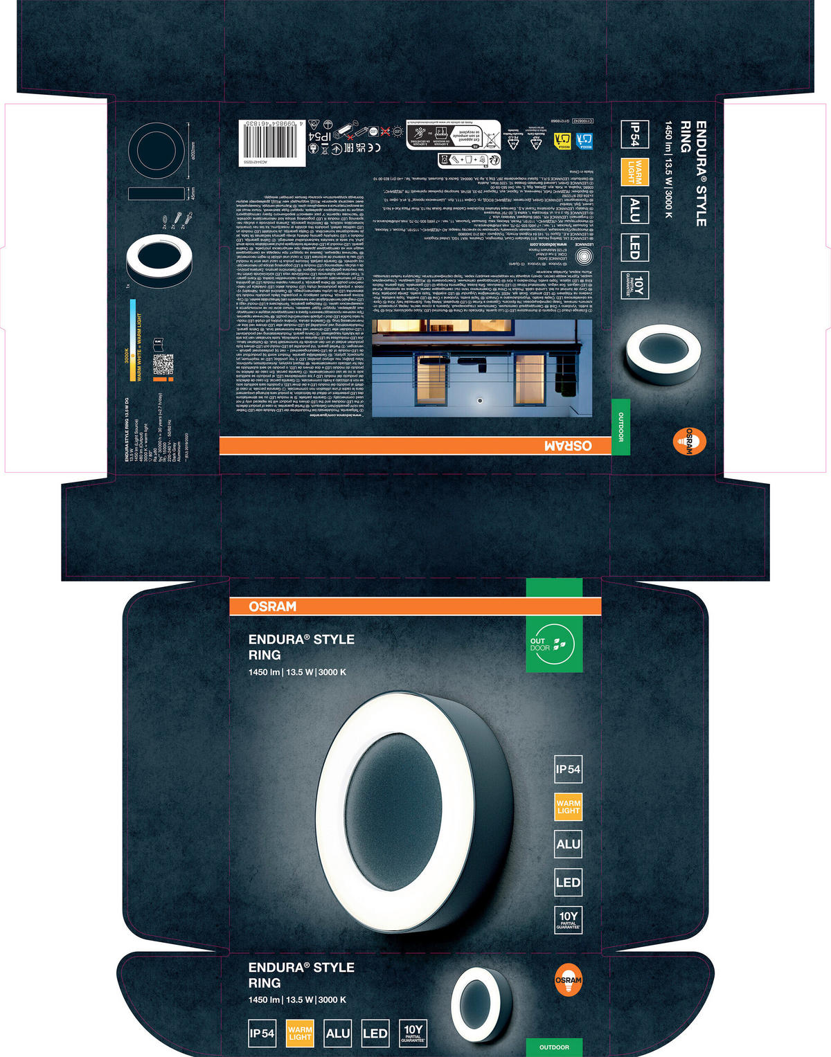 LED-AUßENLEUCHTE 20,2/20,2/4,5 cm   - Dunkelgrau, Basics, Kunststoff/Metall (20,2/20,2/4,5cm) - Osram
